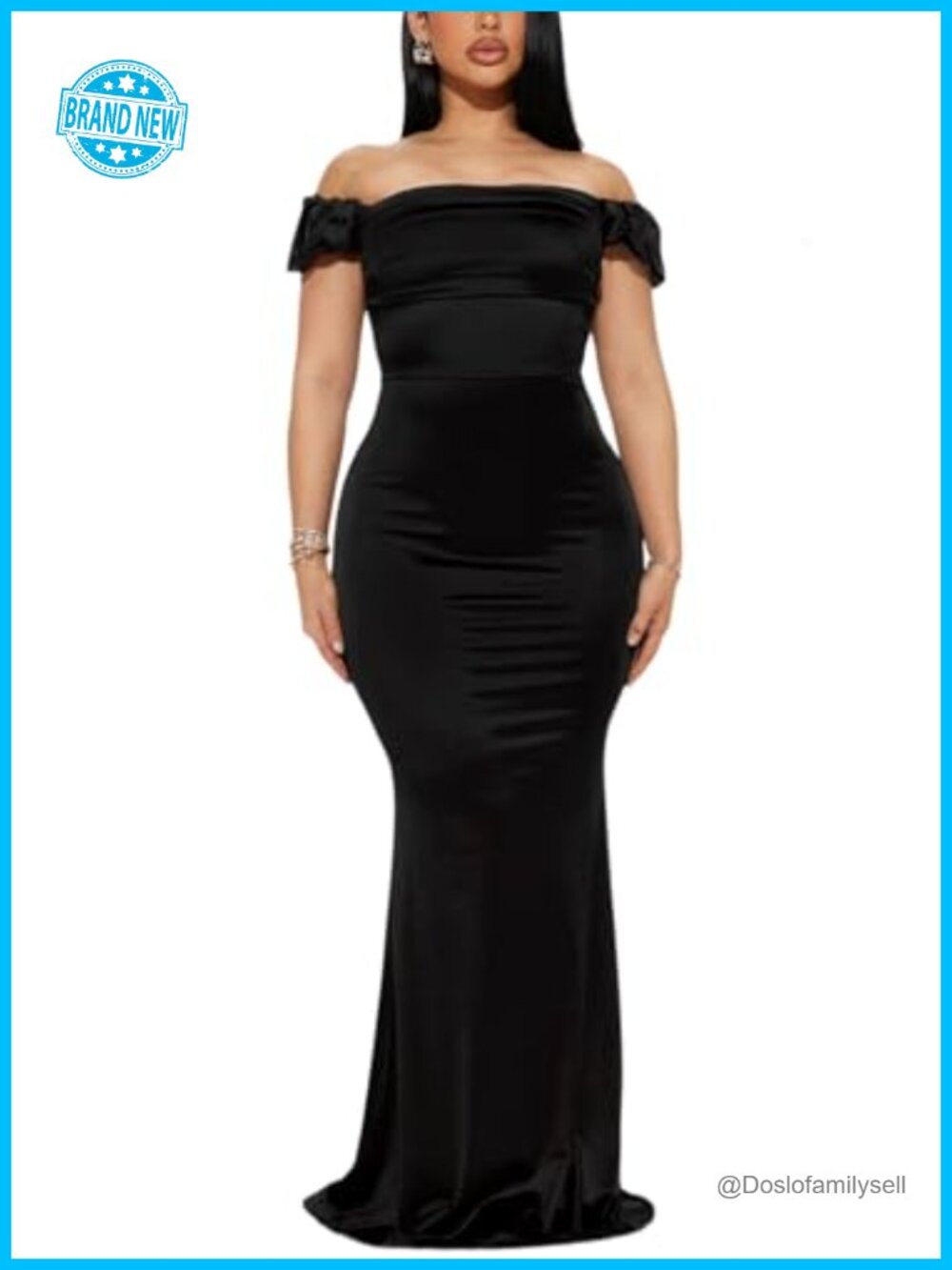 Polyester Spandex Off Shoulder Mermaid Evening Dress High Slit